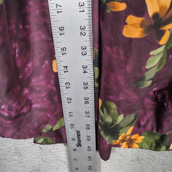 Merlette Dress Women's Medium Purple Floral Print V-Neck Swing Flowy Trapeze - Picture 4 of 12